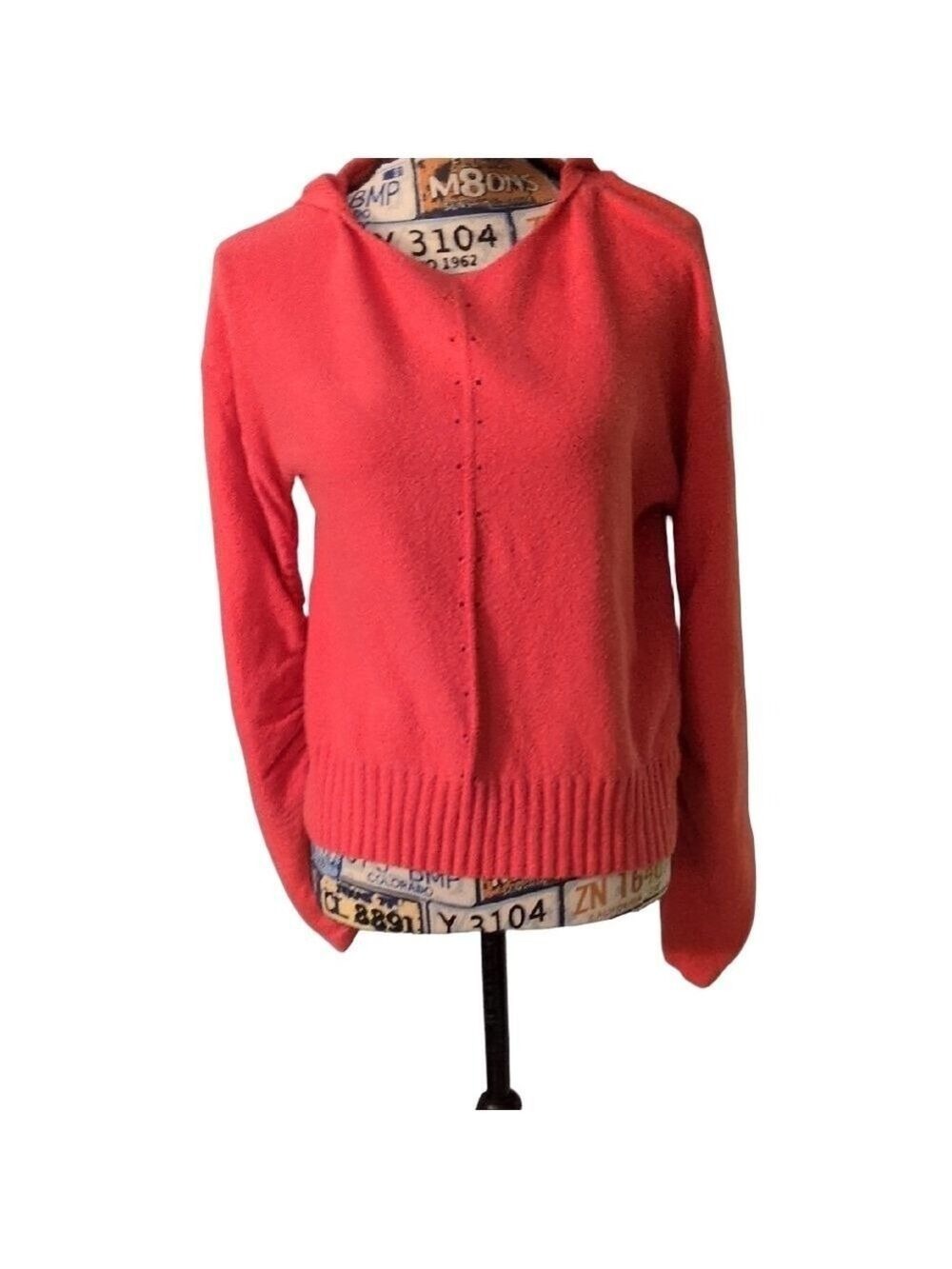 Moth By Anthropologie Hand Knitted Coral Hooded Sweater Size XS